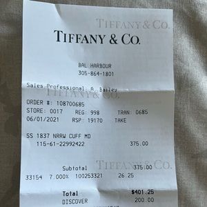 Tiffany and Co 1837 Cuff Bracelet